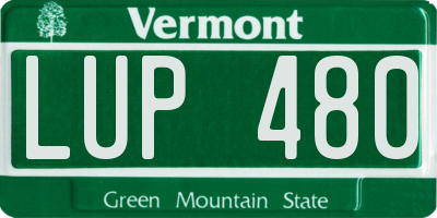 VT license plate LUP480