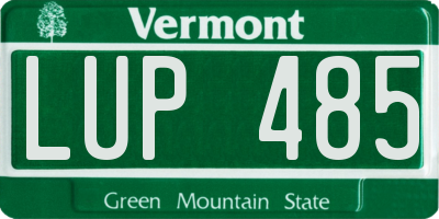 VT license plate LUP485