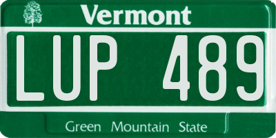 VT license plate LUP489