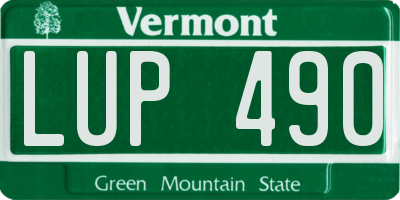VT license plate LUP490