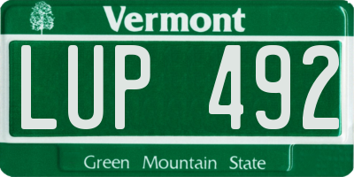 VT license plate LUP492