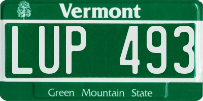 VT license plate LUP493
