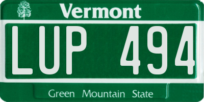 VT license plate LUP494