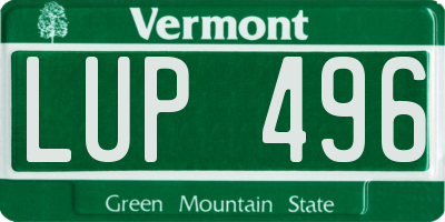 VT license plate LUP496