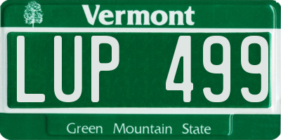 VT license plate LUP499