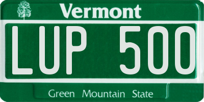 VT license plate LUP500