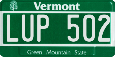 VT license plate LUP502