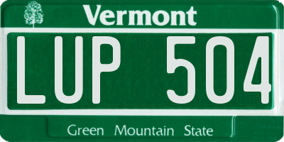 VT license plate LUP504
