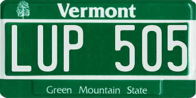 VT license plate LUP505
