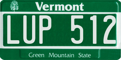 VT license plate LUP512