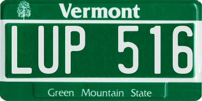 VT license plate LUP516