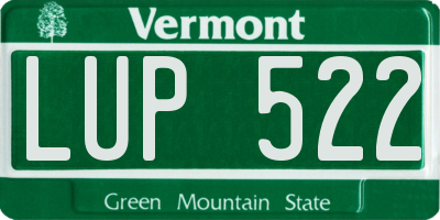 VT license plate LUP522