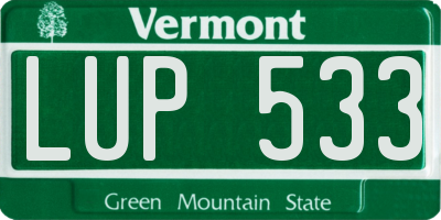 VT license plate LUP533