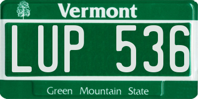 VT license plate LUP536