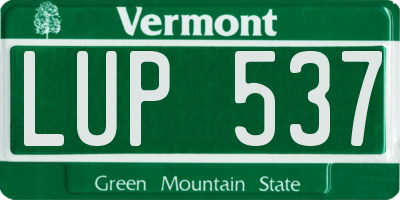 VT license plate LUP537