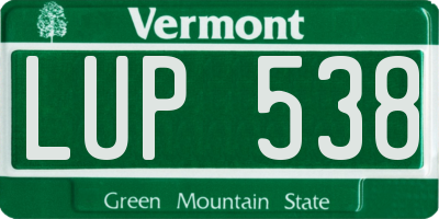 VT license plate LUP538