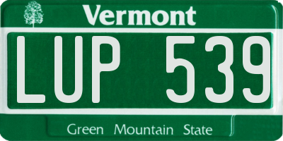 VT license plate LUP539