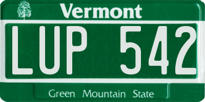 VT license plate LUP542