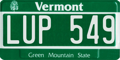 VT license plate LUP549