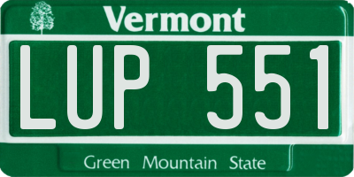 VT license plate LUP551