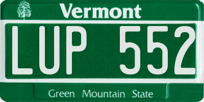VT license plate LUP552