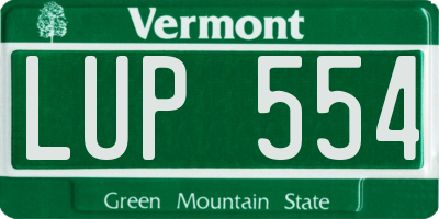 VT license plate LUP554