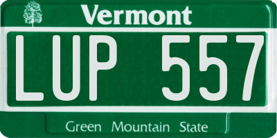 VT license plate LUP557