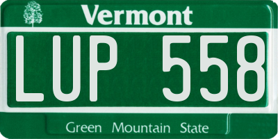 VT license plate LUP558