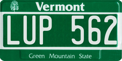 VT license plate LUP562
