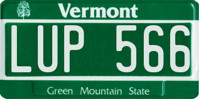 VT license plate LUP566