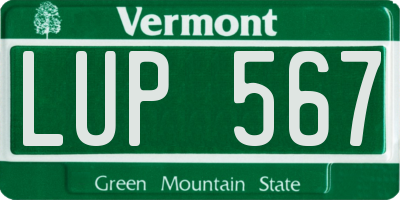 VT license plate LUP567
