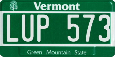 VT license plate LUP573