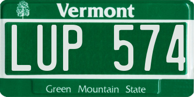 VT license plate LUP574