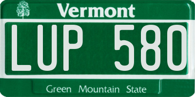 VT license plate LUP580