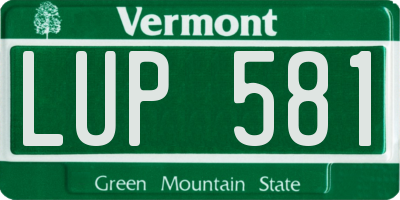 VT license plate LUP581