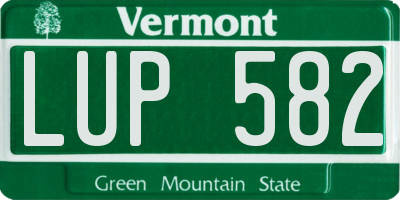 VT license plate LUP582