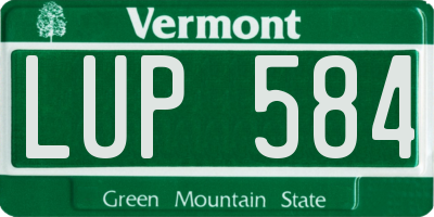 VT license plate LUP584