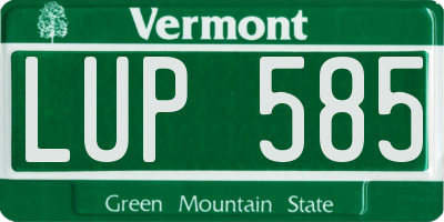 VT license plate LUP585