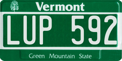 VT license plate LUP592