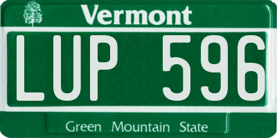 VT license plate LUP596