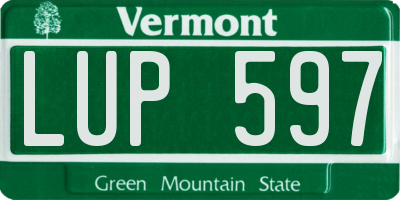 VT license plate LUP597