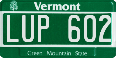 VT license plate LUP602