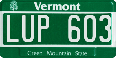 VT license plate LUP603