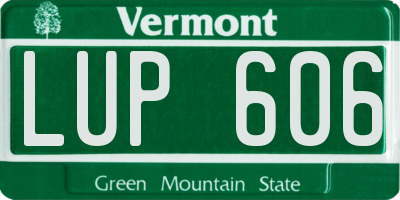 VT license plate LUP606