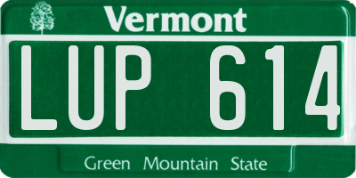 VT license plate LUP614