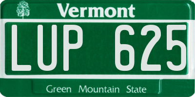 VT license plate LUP625