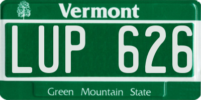 VT license plate LUP626
