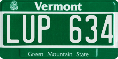 VT license plate LUP634