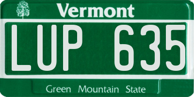 VT license plate LUP635