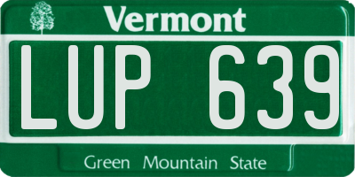 VT license plate LUP639